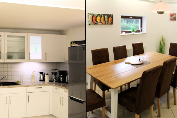 Große Küche mit Essbereich